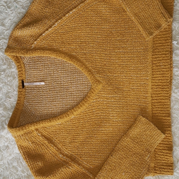 Free People De Soleil  Pullover  Deep V Neck Slouchy Long Sleeve Crop XS Sweater - Picture 7 of 9